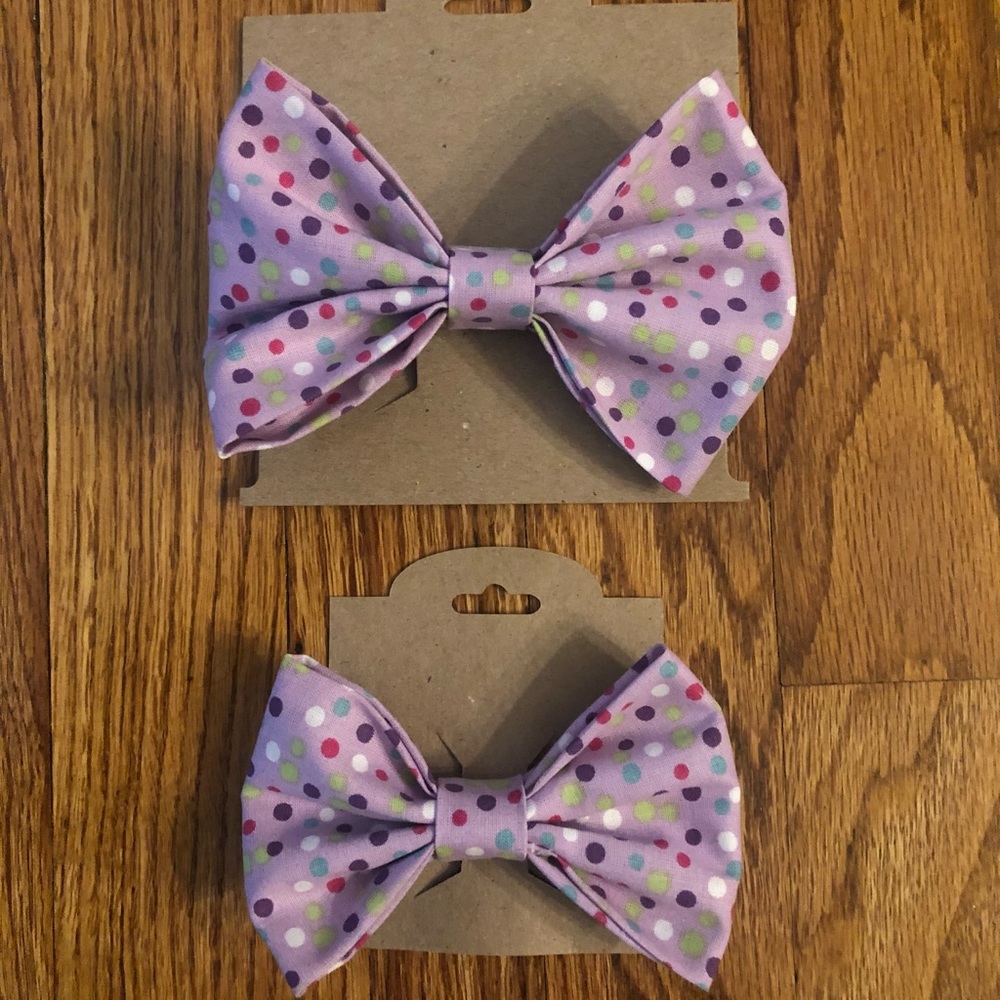 2 Pack Purple Polka Dots Hair Bows